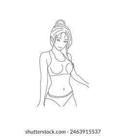 Girl Sexy Bikini Line Drawing Illustration Stock Vector Royalty Free
