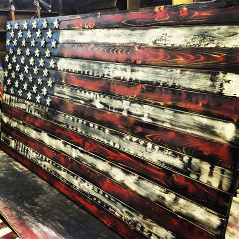 Distressed Rustic Wooden American Flag 4 Burnt By WoodenHeritage