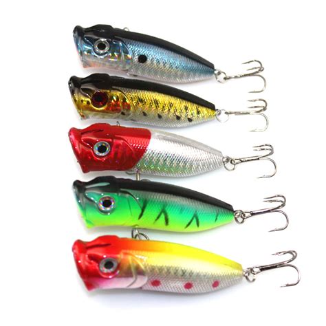 Paquete x 5 Señuelos Duros Pesca Deportiva Tipo Popper o StickBait