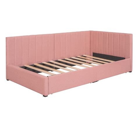 Aukfa Upholstered Daybed With Two Storage Drawers Twin Sofa Bed Daybed Pink