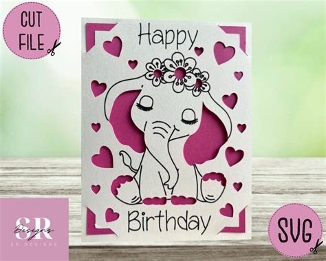 Svg Birthday Insert Card Cricut Joy Friendly Draw And Cut Etsy