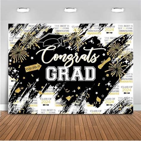 Mocsicka Graduation Backdrop Congrats Grad Black And