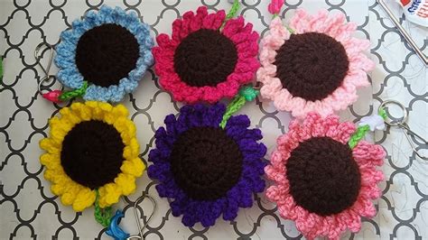 Llaveros De Girasol A Crochet R Pido Y F Cil De Tejer Youtube