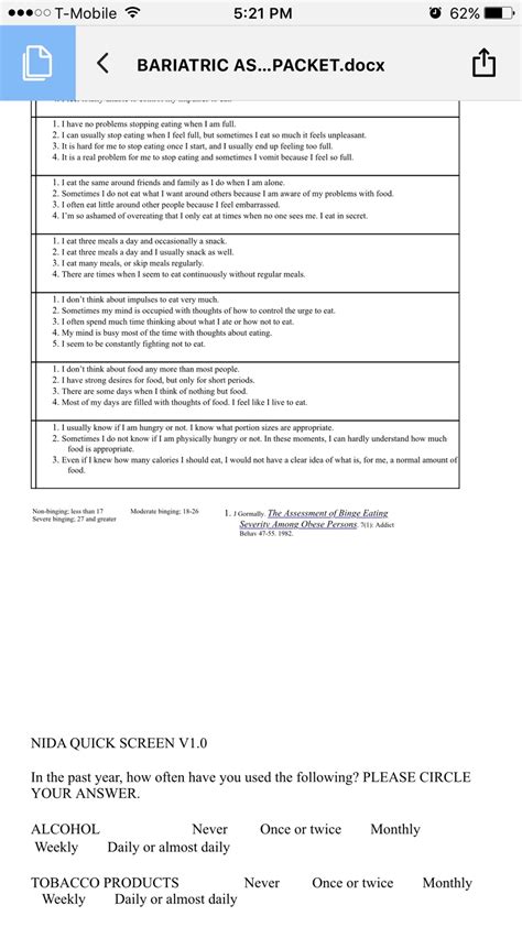 Bariatric Surgery Psychological Evaluation Template