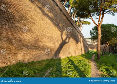 Walls Of Vatican City And The Dome Of The Papal Basilica Of St Peter