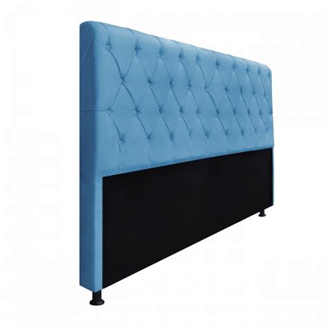 Cabeceira Estofada Cristal Casal Queen Cm Suede Azul Turquesa Am