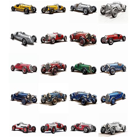 Vintage Racing Cars Clipart Bundle Vol 1 20 Classic Etsy