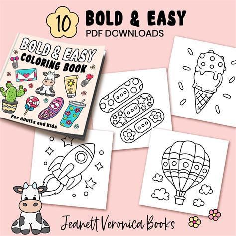 Bold & Easy Coloring Pages Set Four 10 Pages Instant Download PDF - Etsy