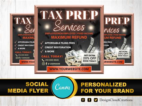 Tax Preparer Flyer D I Y Canva Tax Flyer Template 2021 Etsy