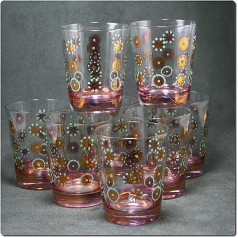 Reserved Set Of Eight Mid Century Atomic Design Drinking Glasses Vintage Kitchenware Vintage