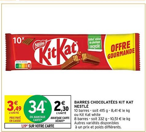 Promo Barres Chocolatées nestlé Kit Kat White chez E Leclerc