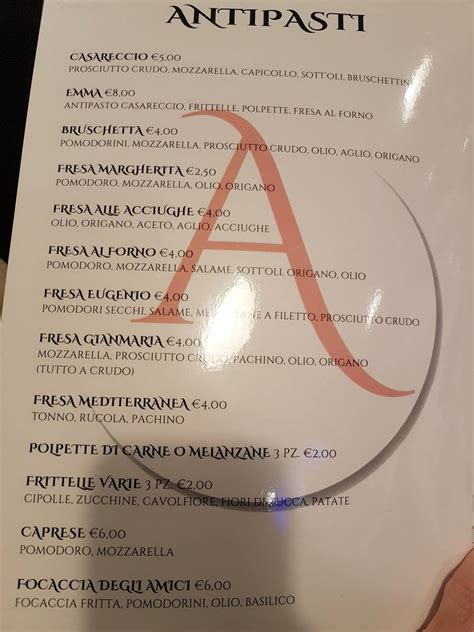 Menu At Pizzeria Alessandro Cosenza Via Gioacchino Rossini