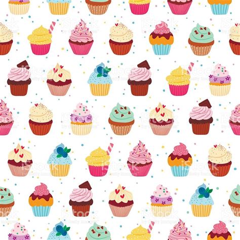 Yummy Cupcakes Vector Seamless Pattern Cupcake Vector Seamless