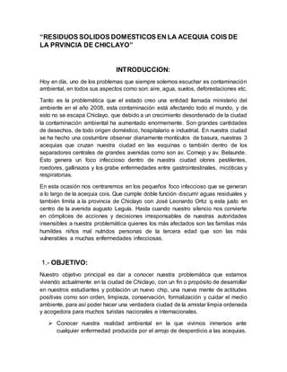 Impacto Ambiental De Residuos Solidos En La Ciudad De Chiclayo Alex Pdf