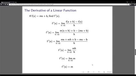 The Derivative Of A Linear Function Youtube