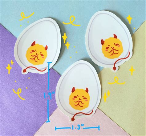 Cute Egg Sticker Set Waterproof Stickers Sunny Side Up Etsy