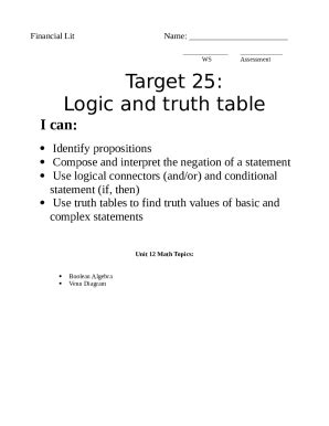 truth table  conditional statements  template pdffiller