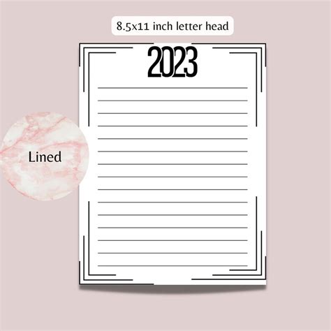 2023 Printable Notebook Paper, 2023 Stationary, Scrapbook Paper,8.5x11 Inch Letter Head, Note ...