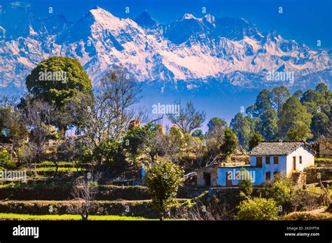 House In The Mountains Scenic Village In Kumaon Region Of Himalayan