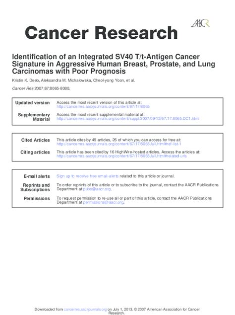 (PDF) Identification of an Integrated SV40 T/t-Antigen Cancer Signature ...