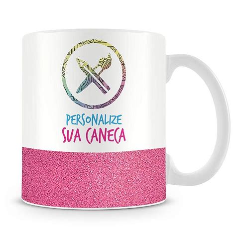 Caneca Personalizada Do Seu Jeito Base Glitter Rosa Caneca