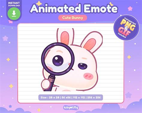 Cute Bunny Animated Emote Sus Twitch Emote Kawaii White Rabbit Emoji