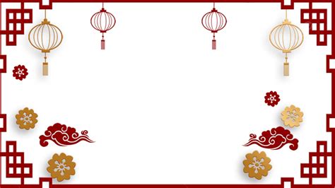 New Year Chinese Style Auspicious Cloud Lantern Border New Year