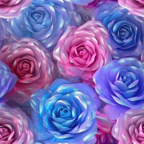 Premium Photo | Purple Pink Blue Rose Flowers Glitter White Background ...