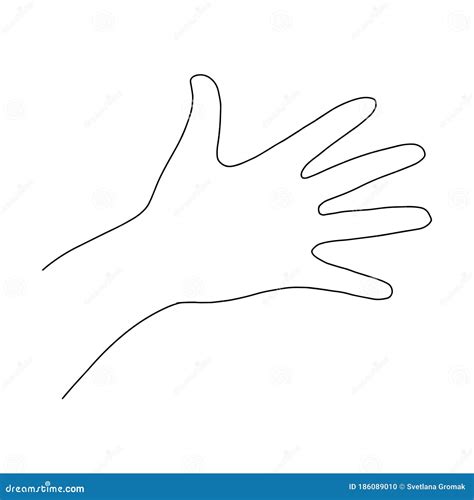 Palm With Open Fingersspread Fingershandoutline Drawing By Hand