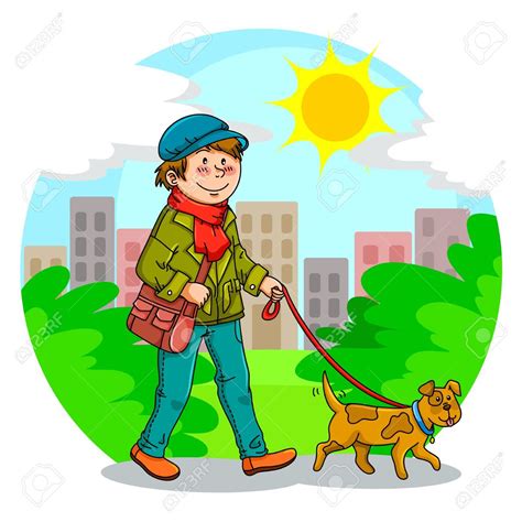 Boy Walking Dog Clipart Backgrounds