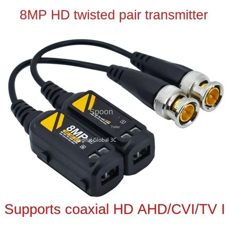 1pairs 8mp Bnc Video Balun Connector Transmission Twisted Pair Transmitter Cctv Cable Support Hd