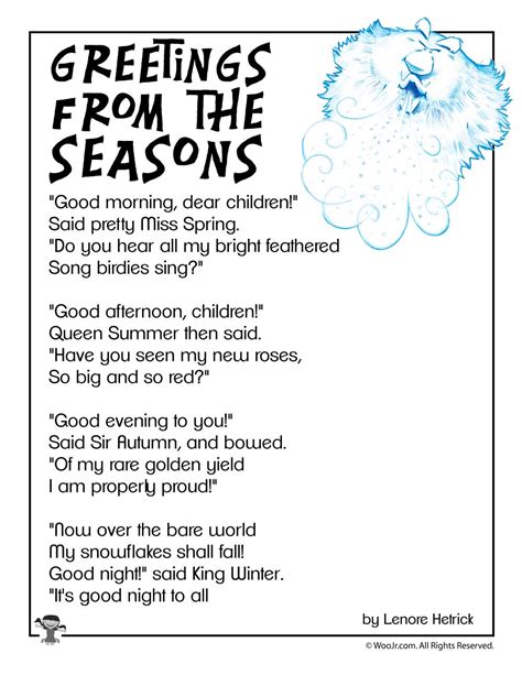 Greetings from the Seasons Children's Poetry | Woo! Jr. Kids Activities ...