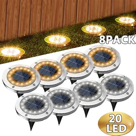 야외 정원 태양광 디스크 조명 지하 조명 갑판 조명 스포트라이트 매장 태양광 Led 램프 정원 장식 8 Led