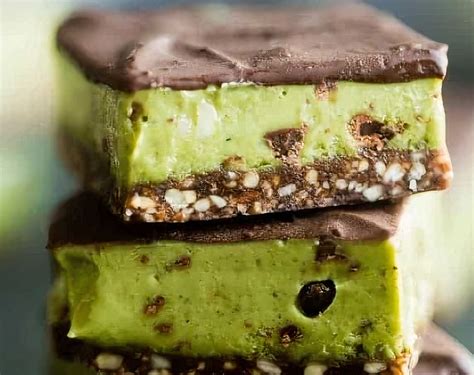 Mint Chocolate Cashew Cream Bars No Bake Blended Bites