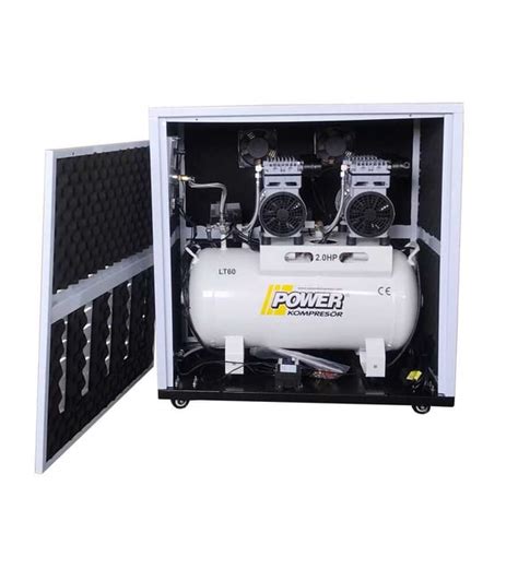 POWER 60 Litre 2 HP 220 Volt 8 Bar Kabinli Sessiz ve Yağsız Diş