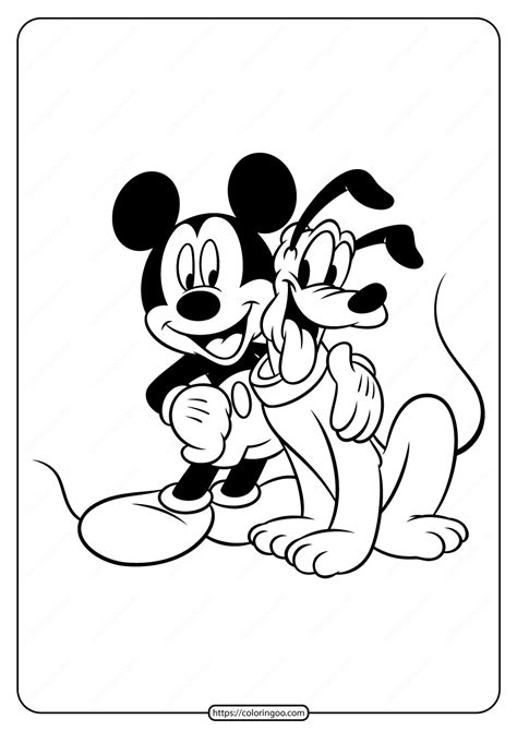 Printable Mickey Mouse and His Friend Pluto Coloring