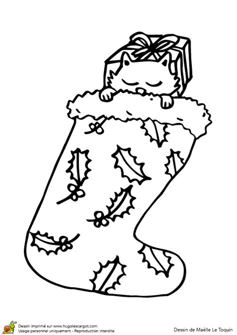 Coloriage Noël Le Chat Et La Chaussette