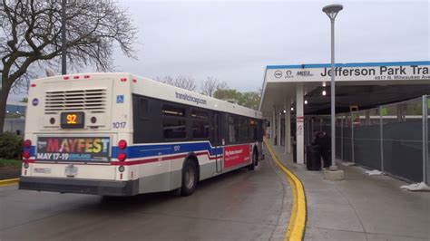 Cta Bus Jefferson Park Bound D40lf 1017 Rt92 Entering Jefferson Park