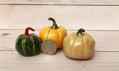 Handmade Ceramic Mini Pumpkins Tiny Pottery Pumpkins Set Of Etsy