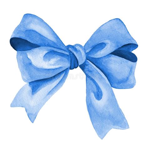 Blue T Bow Watercolor Illustration Stock Illustration