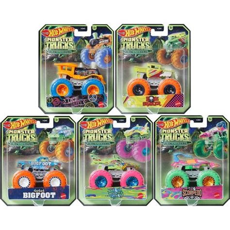 Hot Wheels Monster Trucks Glow In The Dark 1 64 Scale Vehicle 2024 Mix