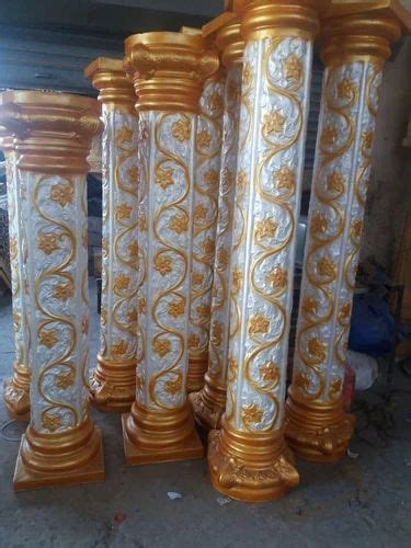 Circular Golden Frp Decorative Pillar For Decoration Ft At