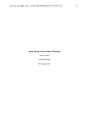 The Challenge And Possibility Of Theology Docx Running Head THE