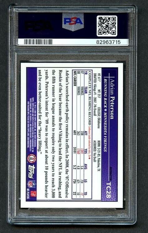 2009 Topps Chrome Blue Refractor ADRIAN PETERSON TC28 PSA 9 MINT