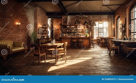 Brick building interior stock illustration. Illustration of warm - 324895475