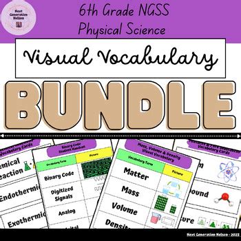 Th Grade Physical Science Visual Vocabulary Bundle Esl Ms Ets