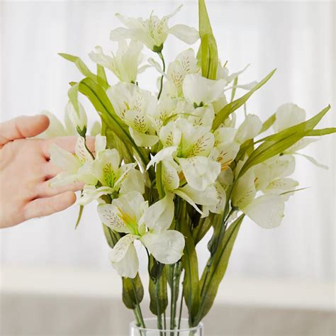 White Artificial Lily Of The Incas Bush Bushes Bouquets Florals