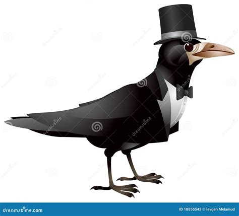 Pájaro Vestido En Lazo Negro Y Sombrero Superior Ilustración Del Vector