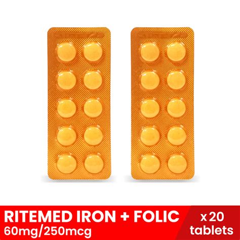 RITEMED Iron Folic 60mg 250 Mcg X 20 Tablets An Anti Anemic Iron And