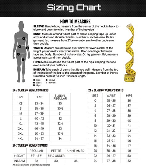 Tru Spec Womens Sizing Chart